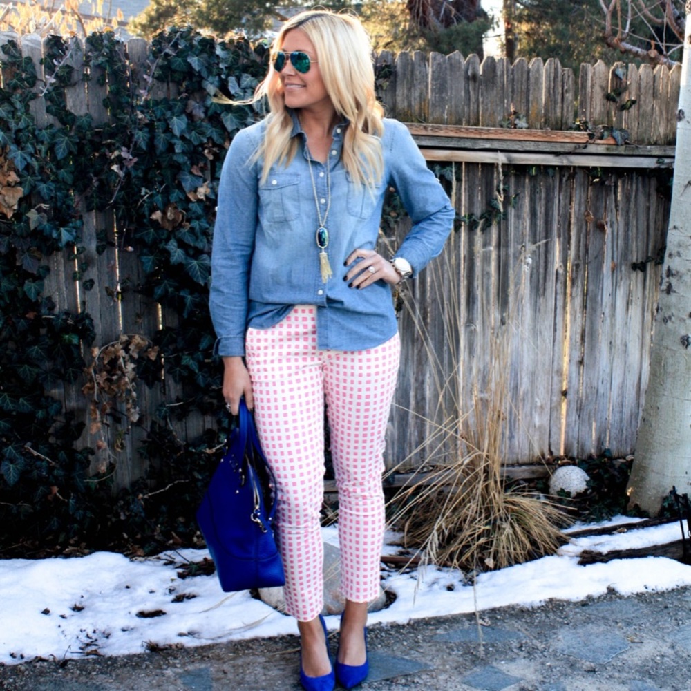 Gap Skinny Mini Gingham Khakis